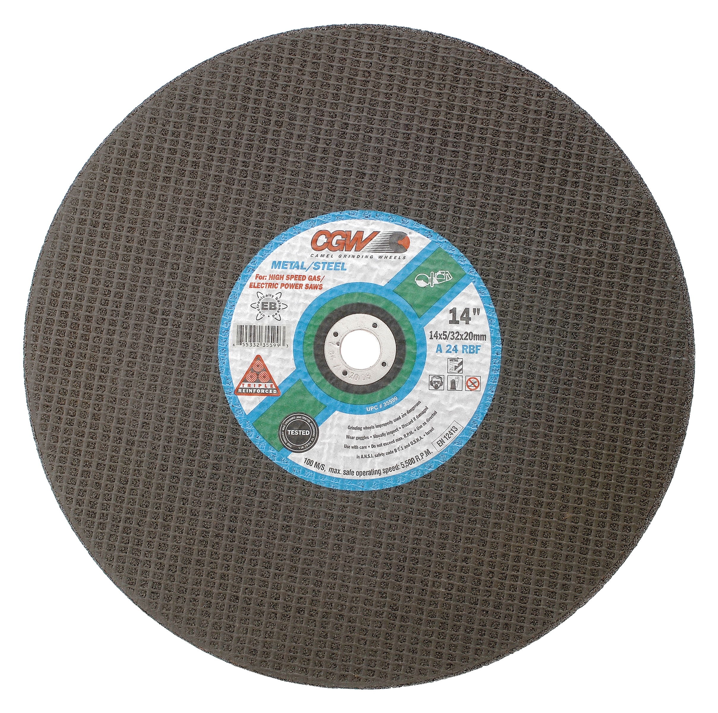 Picture of CGW "Camel" Abrasive 12X5/32X20mm T1 A24-R-Bf Wheel Cut Off